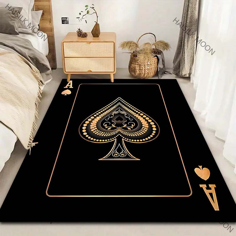 Luxury Home Textiles Usa - سجادة بنمط ورقة اللعب أسود اللون