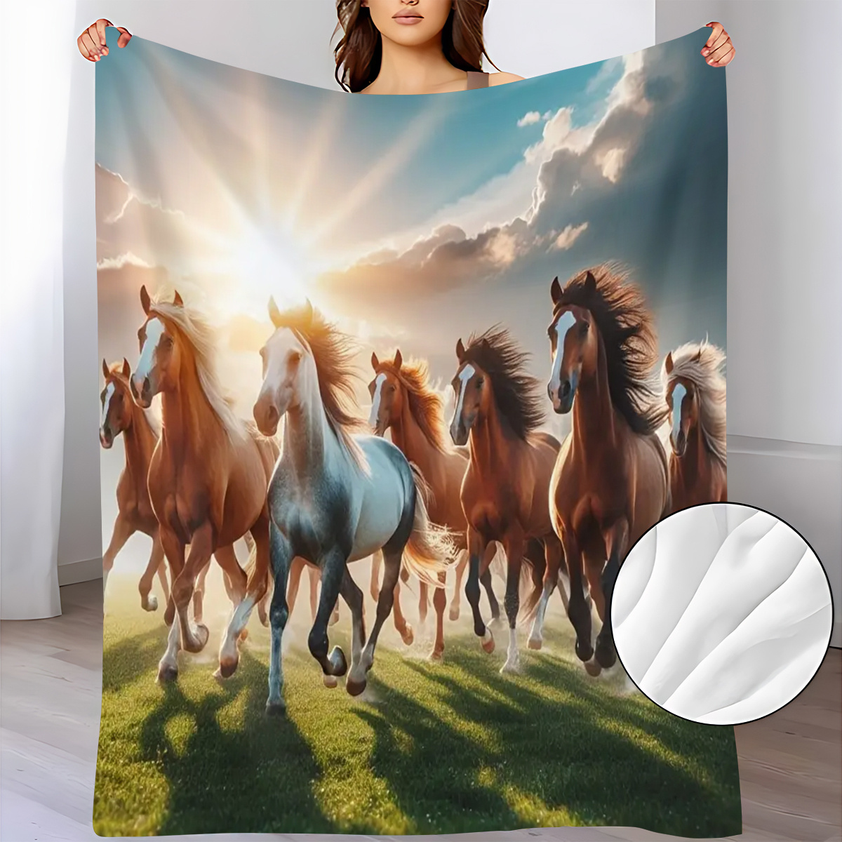 Sunrise Home Textiles & Apparel - بطانية ناعمة من الفلانيل تصور قطيعًا