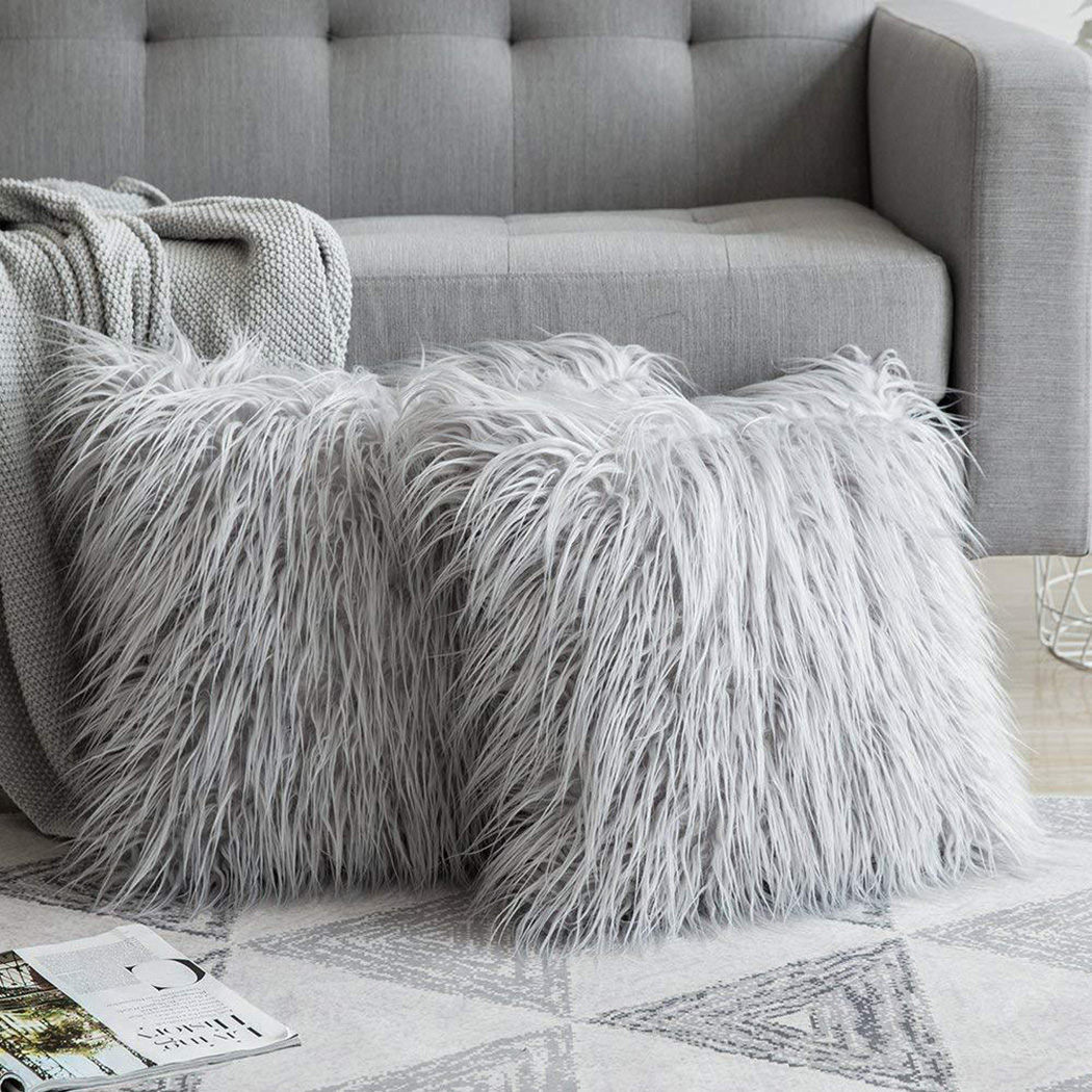 Luxury Home Textiles Usa - لينة طويلة الفراء منفوش أريكة المخدة