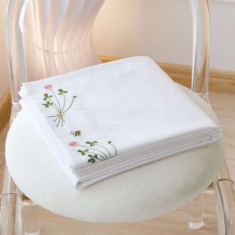 Luxury Home Textiles Usa - بياض نقي ملاءة سرير مزهّرة مزخرفة