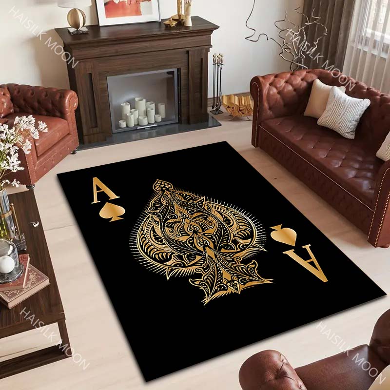 سجادة بنمط ورقة اللعب أسود الل - مراجعة Luxury Home Textiles Usa وسعره
