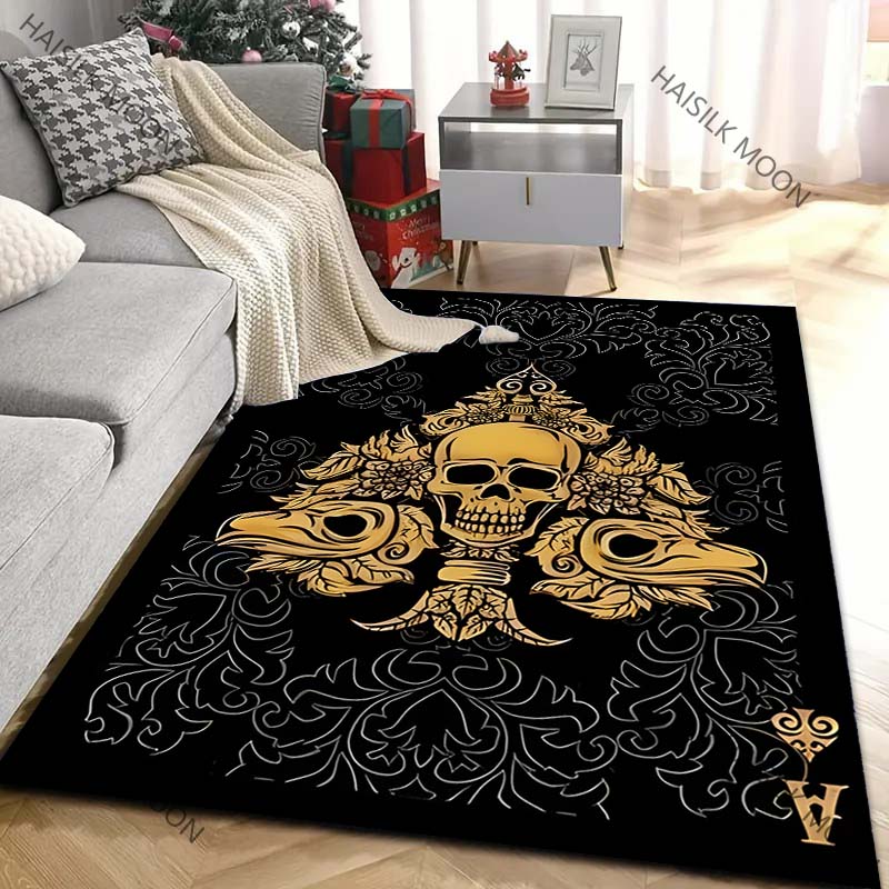 سجادة بنمط ورقة اللعب أسود الل - مراجعة Luxury Home Textiles Usa وسعره