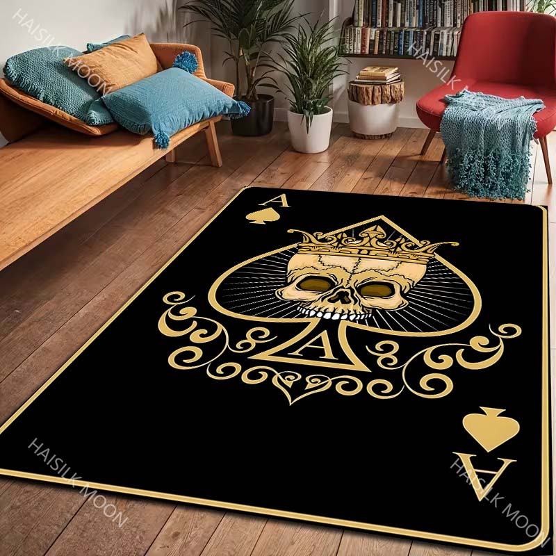 سجادة بنمط ورقة اللعب أسود الل - مراجعة Luxury Home Textiles Usa وسعره
