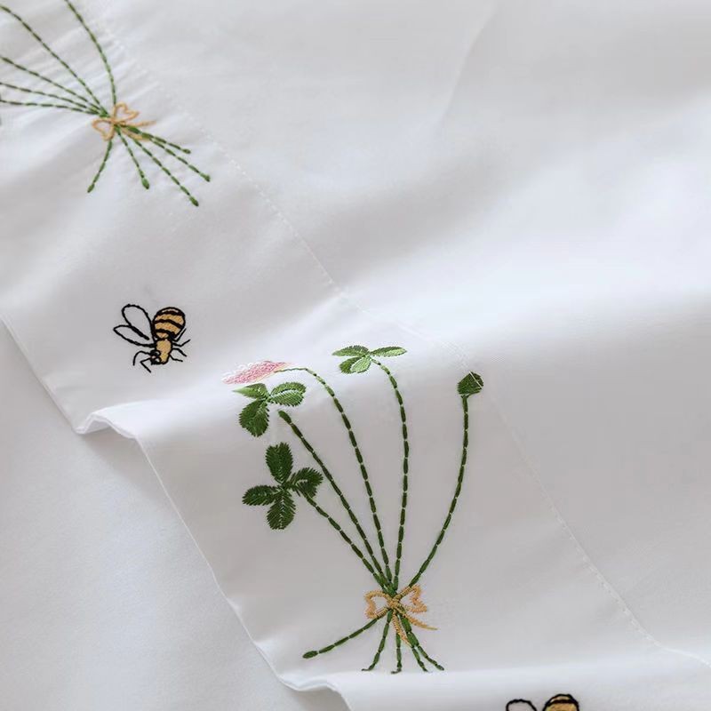 بياض نقي ملاءة سرير مزهّرة مزخ - مراجعة Luxury Home Textiles Usa وسعره