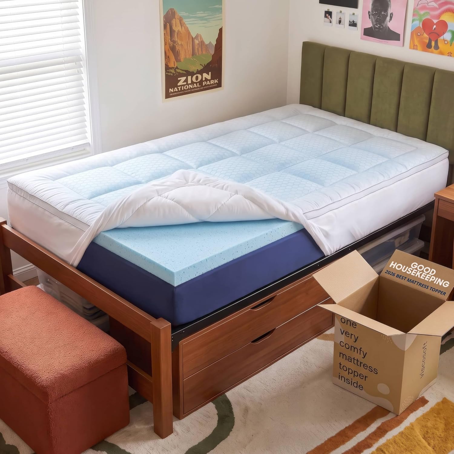 غطاء فراش ميموري فوم بسماكة 4  - مراجعة Memory Foam Topper وسعره